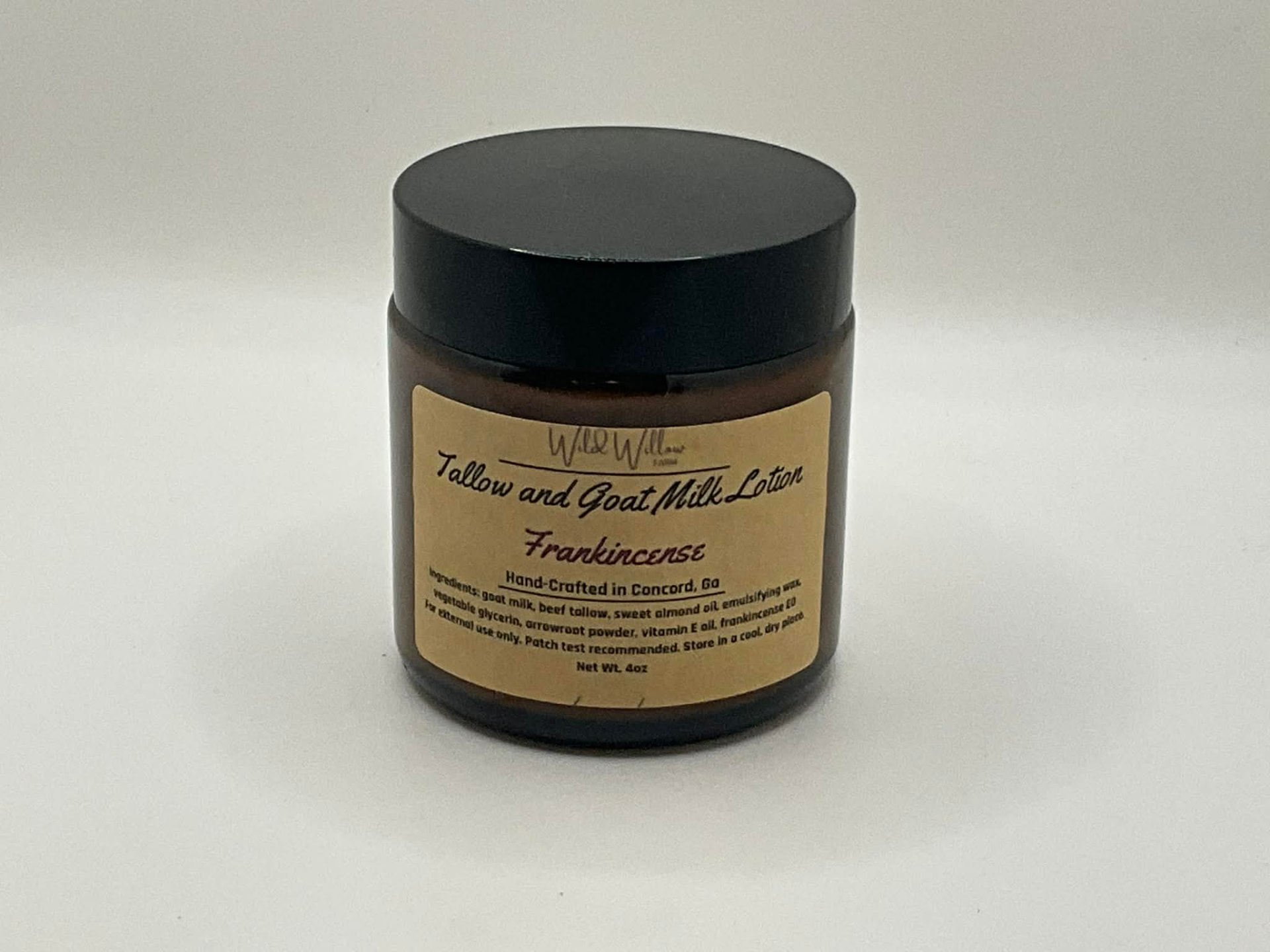Frankincense tallow and goat milk lotion jar
