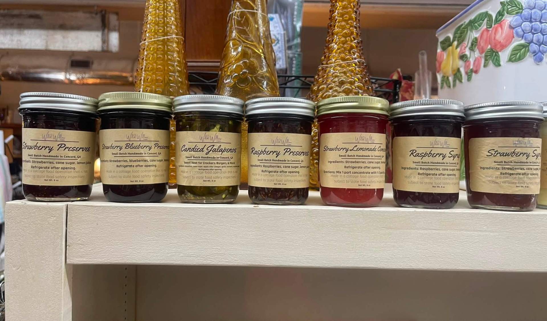 Wild Willow Farm preserves, syrups and candied jalapeños